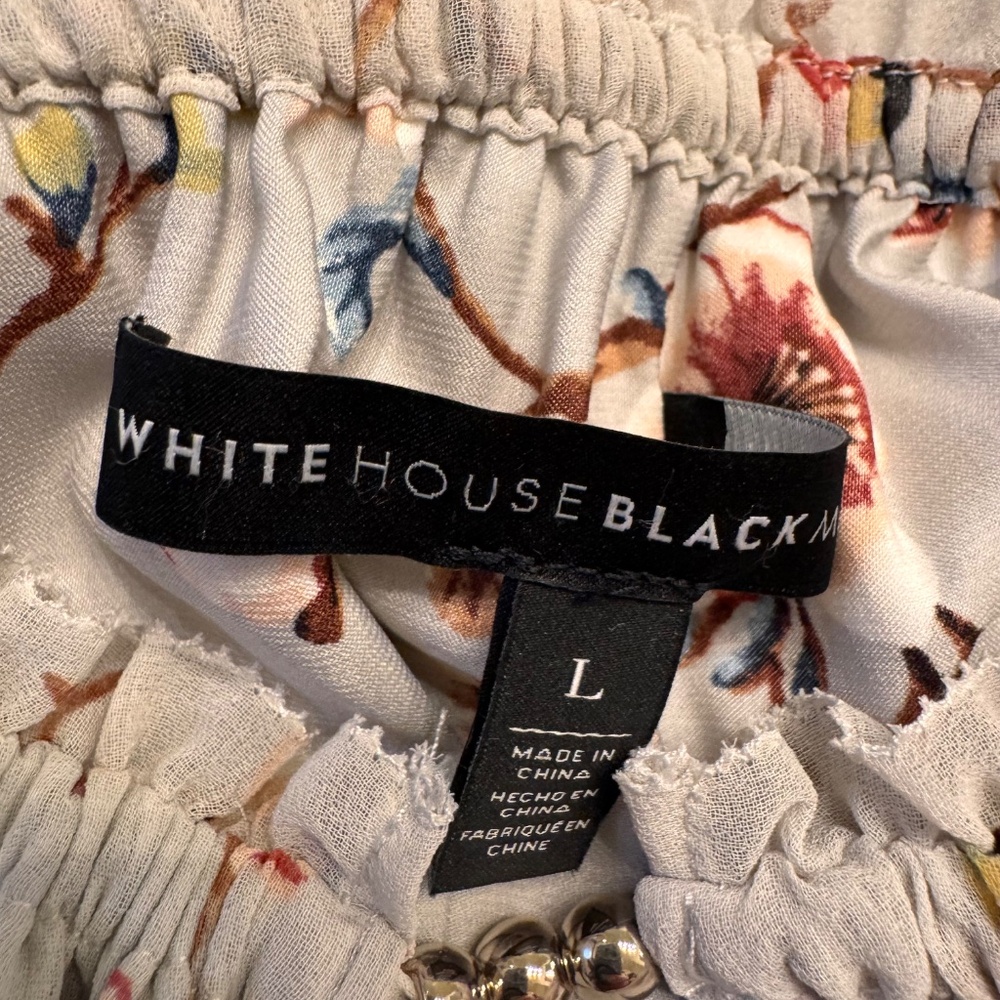 White House Black Market off-the-shoulder floral blouse size L - Picture 5 of 9